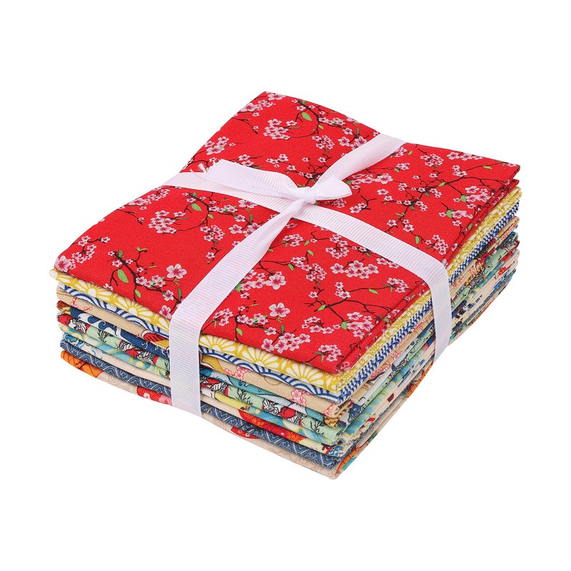 Craftido -25 Options- 100% Cotton Quilting Fabric Bundles 10pcs Fat Quarters 18â€x21â€-Medium Weight 5.2 oz- Soft Cotton for Quilting, Sewing Project, Patchwork, DIY Crafts â€“ Japanese Style - Image 4