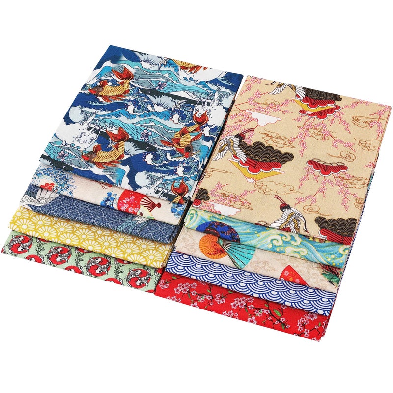 Craftido -25 Options- 100% Cotton Quilting Fabric Bundles 10pcs Fat Quarters 18â€x21â€-Medium Weight 5.2 oz- Soft Cotton for Quilting, Sewing Project, Patchwork, DIY Crafts â€“ Japanese Style - Image 3