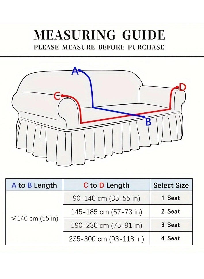 عربست غطاء كنب ثلاث مقاعد كنب بنمط أوراق الشجر مرن للغاية ومقاوم للماء والتجاعيد شامل غطاء كنبة مع تنورة غطاء كنبة جاكار مرن رائع ومرن باللون الرمادي الداكن 190-230 سم - Image 2