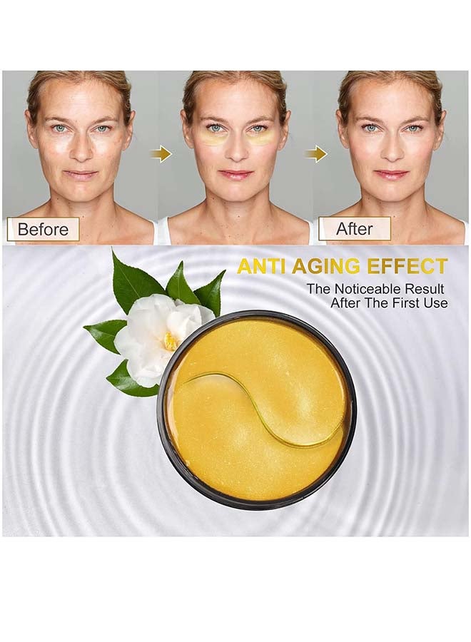 Fivewan 24k Gold Under Eye Patches - 60 Pieces Eye Mask Pure Gold Anti-Aging Collagen Hyaluronic Acid - Image 3