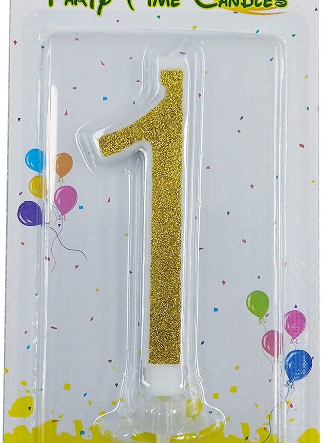 Party Time Unscented 1 Number Birthday Candle 1 Piece Gold - Image 1