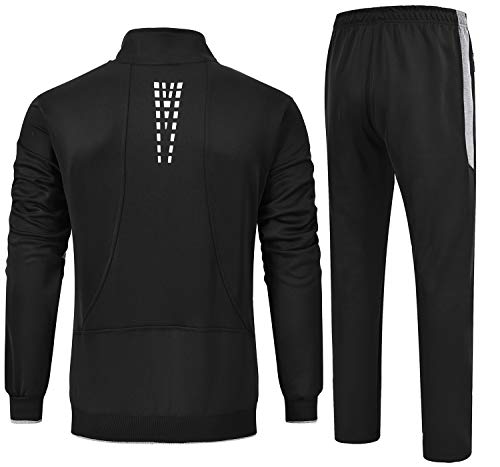Rdruko Men's Tracksuit Athletic Full Zip Casual Sports Outfit Jogging Gym Sweatsuit(Black+Gray,US XL) - Image 2