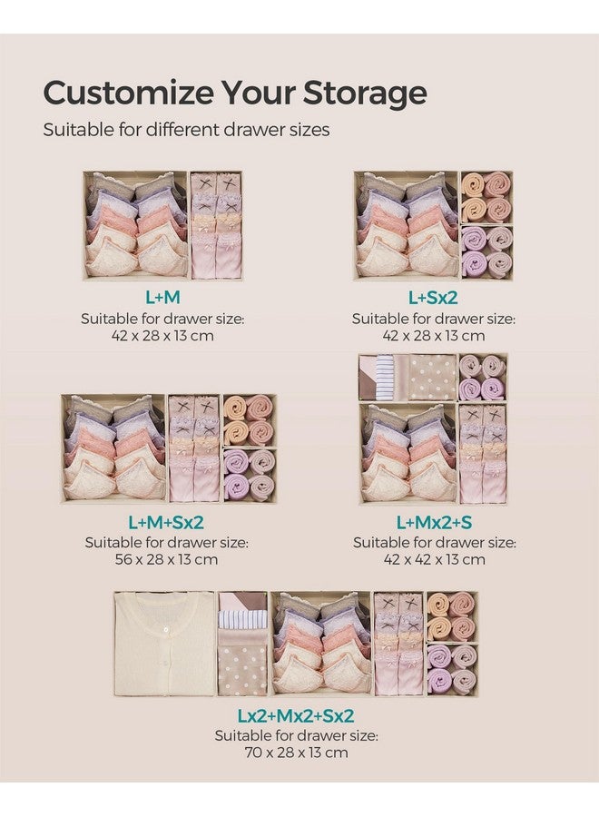 SONGMICS SONGMICS Drawer Organizer, Dresser Drawer Organizers, Set of 12, Foldable Fabric Storage Bins for Socks, Underwear, Bras, Ties, Scarves, Sand Beige URDZ006Y02  - Image 5
