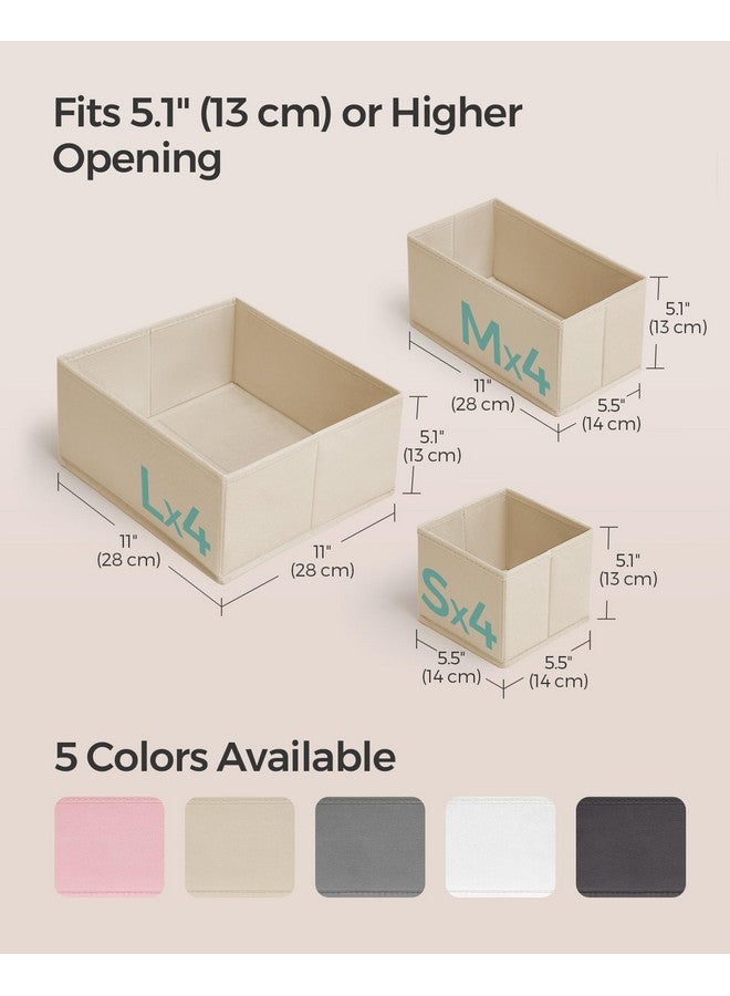 SONGMICS SONGMICS Drawer Organizer, Dresser Drawer Organizers, Set of 12, Foldable Fabric Storage Bins for Socks, Underwear, Bras, Ties, Scarves, Sand Beige URDZ006Y02  - Image 4
