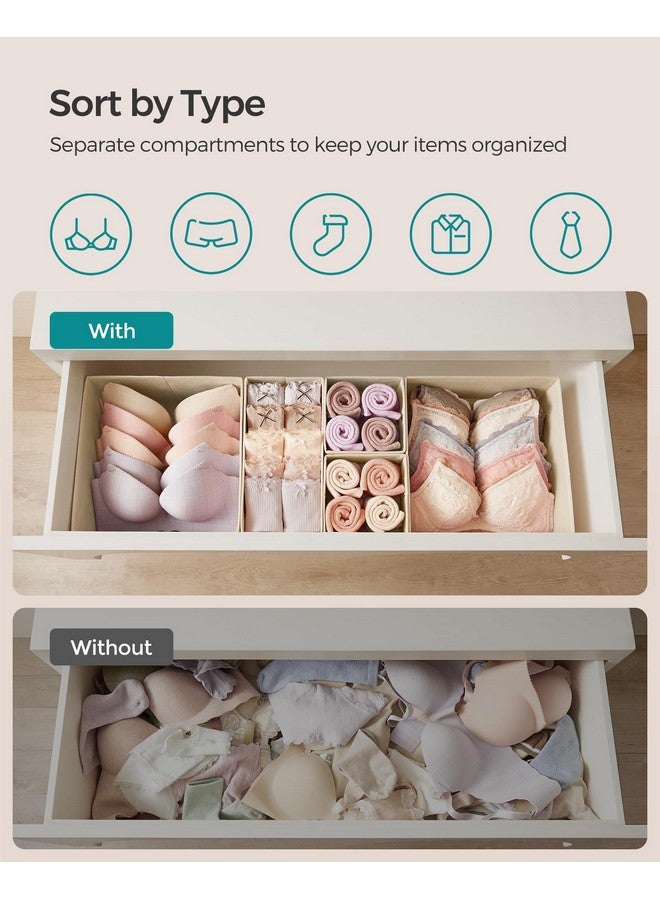 SONGMICS SONGMICS Drawer Organizer, Dresser Drawer Organizers, Set of 12, Foldable Fabric Storage Bins for Socks, Underwear, Bras, Ties, Scarves, Sand Beige URDZ006Y02  - Image 3