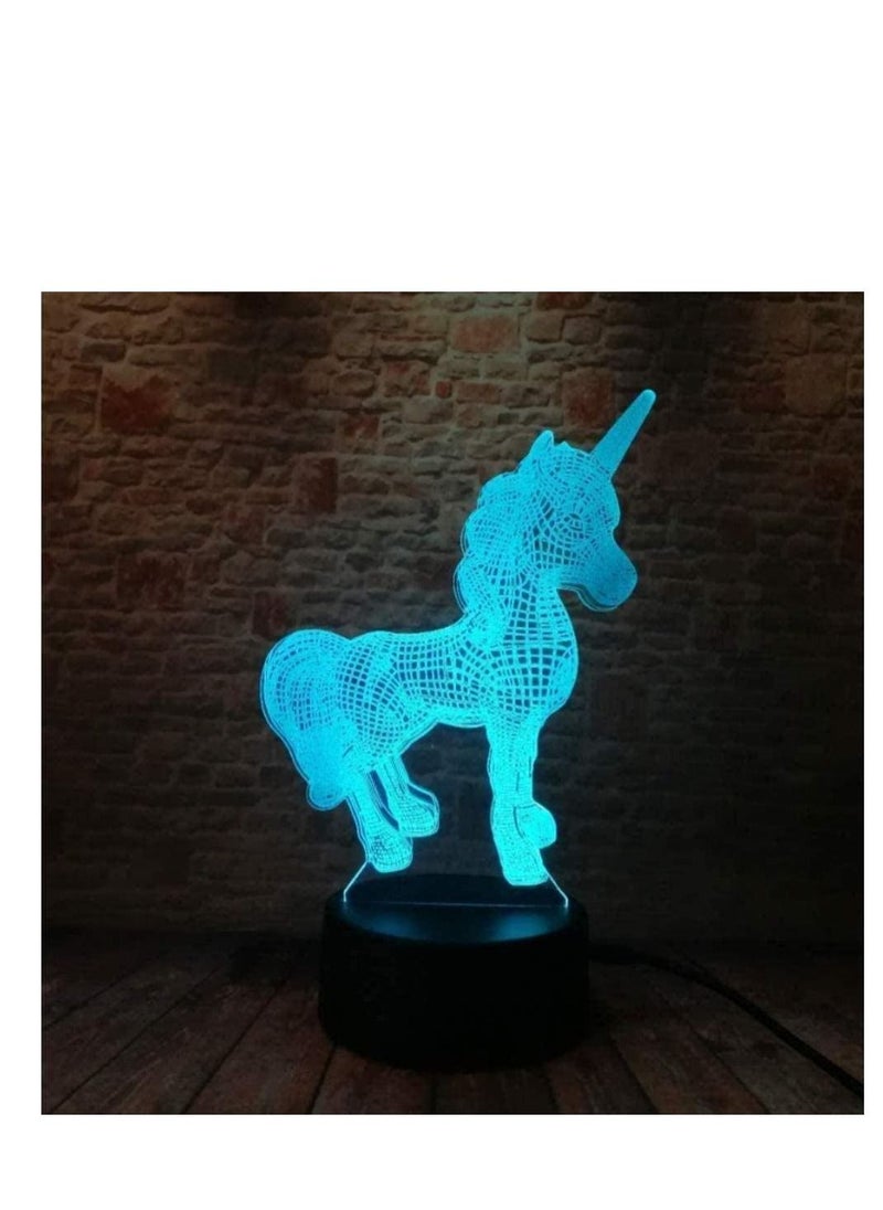 althiqahkey Night Light 3D Creative Unicorn LED Table Lamp Lantern 7 Color Changing Night Light Lamp LED Cartoon USB Light New Year Gifts  - Image 1