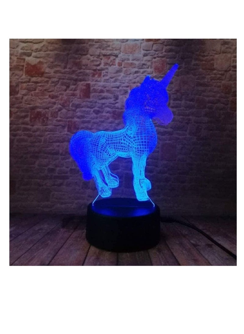 althiqahkey Night Light 3D Creative Unicorn LED Table Lamp Lantern 7 Color Changing Night Light Lamp LED Cartoon USB Light New Year Gifts  - Image 2