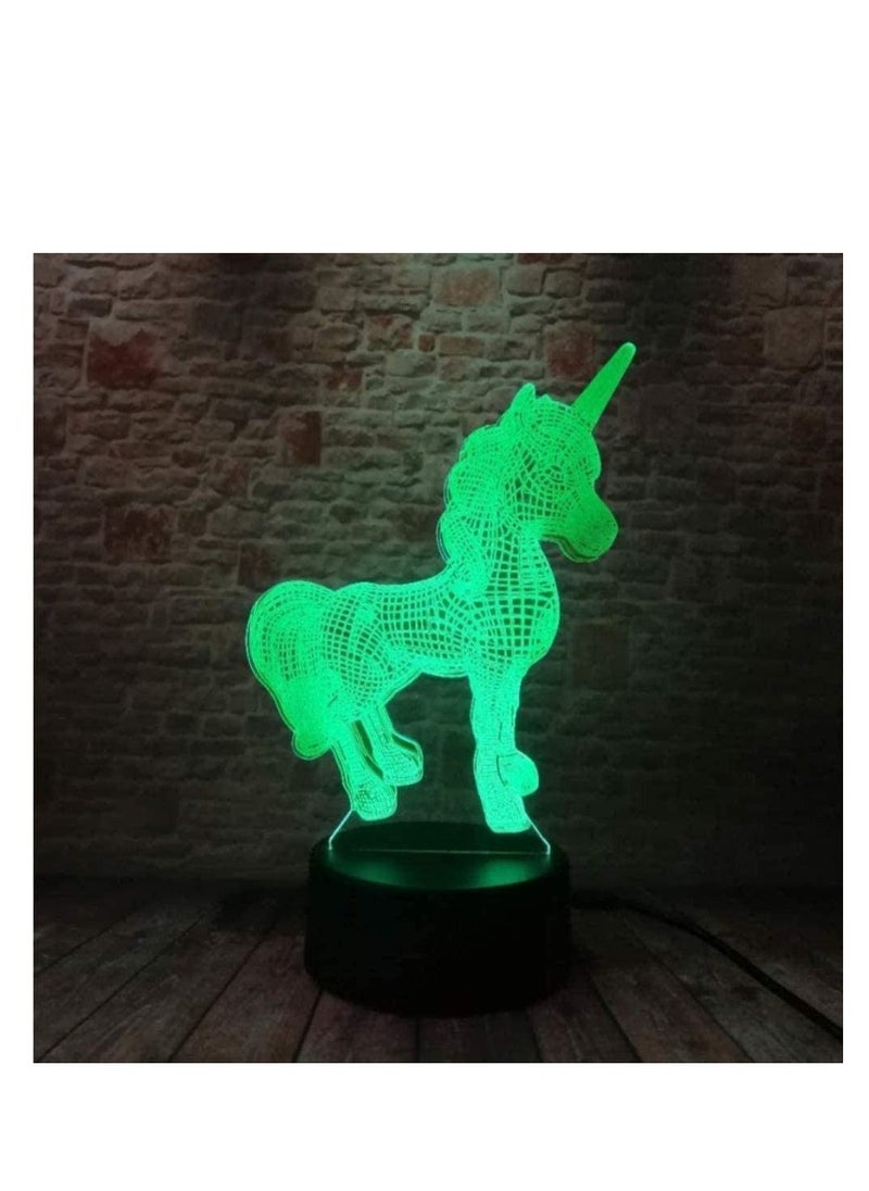 althiqahkey Night Light 3D Creative Unicorn LED Table Lamp Lantern 7 Color Changing Night Light Lamp LED Cartoon USB Light New Year Gifts  - Image 3
