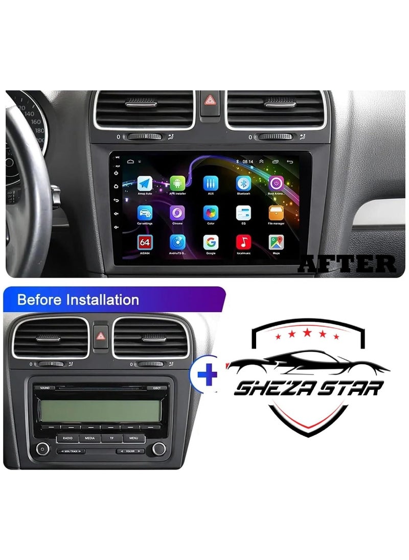 SHEZA STAR Android Car Stereo for Volks-wagen V-W Golf 6 2008-2016 6GB RAM 128GB ROM Support SIM Card, Carplay, M-Link Wi-Fi BT, Radio GPS, 9 Inch IPS Touch Screen with AHD Camera Included  - Image 2