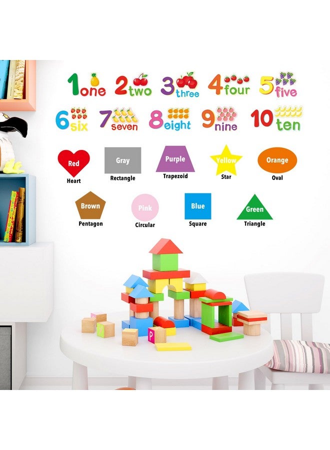 Omlisca Alphabet Numbers Wall Decals 12 Sheets Color Weather Learning Educational Wall Stickers Peel And Stick Solar System Shape Wall Decals For Kids Toddlers Classroom Playroom Bedroom Wall Decorations - Image 2