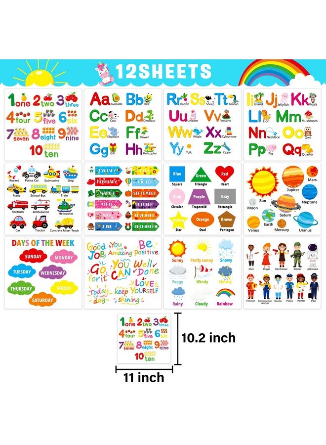Omlisca Alphabet Numbers Wall Decals 12 Sheets Color Weather Learning Educational Wall Stickers Peel And Stick Solar System Shape Wall Decals For Kids Toddlers Classroom Playroom Bedroom Wall Decorations - Image 3