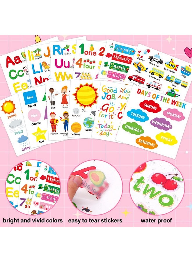 Omlisca Alphabet Numbers Wall Decals 12 Sheets Color Weather Learning Educational Wall Stickers Peel And Stick Solar System Shape Wall Decals For Kids Toddlers Classroom Playroom Bedroom Wall Decorations - Image 5