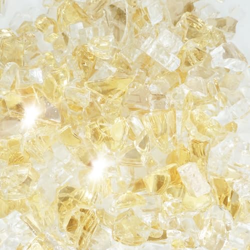 Kleuete 5 Pound 1/2 Inch Crushed Fire Glass for Natural or Propane Fire Pit Fireplace and Landscaping, Gold - Image 1