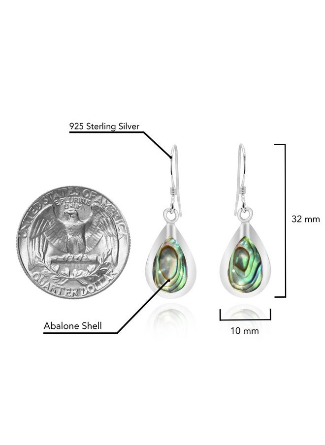 AeraVida - Casual Trendy Abalone Shell Inlay Teardrop In 925 Sterling Silver Dangle Drop Earrings | Handmade Abalone Jewelry Gifts For Women | Women Classy Accessory | Teardrop Abalone Earrings - Image 1