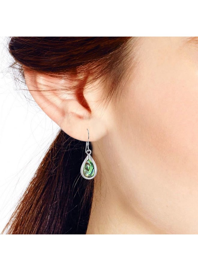 AeraVida - Casual Trendy Abalone Shell Inlay Teardrop In 925 Sterling Silver Dangle Drop Earrings | Handmade Abalone Jewelry Gifts For Women | Women Classy Accessory | Teardrop Abalone Earrings - Image 1