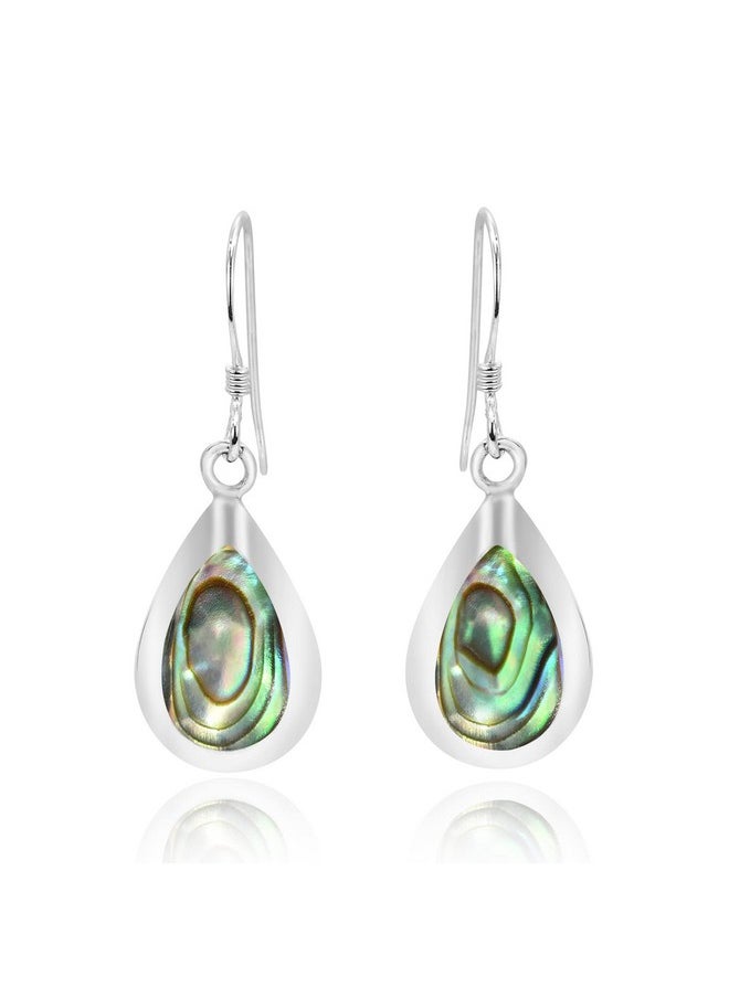 AeraVida - Casual Trendy Abalone Shell Inlay Teardrop In 925 Sterling Silver Dangle Drop Earrings | Handmade Abalone Jewelry Gifts For Women | Women Classy Accessory | Teardrop Abalone Earrings - Image 1