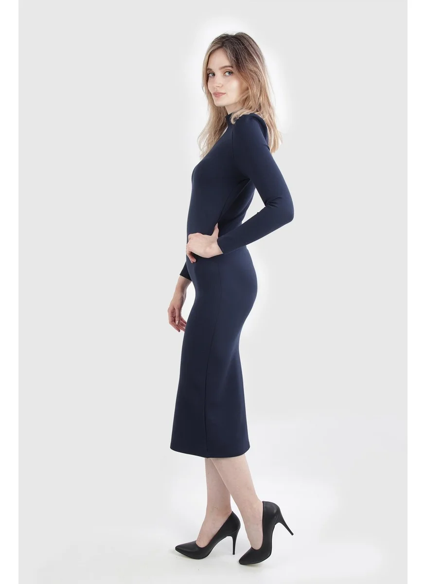 Alexander Gardi Turtleneck Pencil Casual Dress
