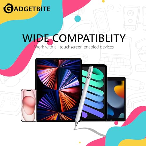 GadgetBite Stylus Pen for Android Tablet & iOS All Touchscreen Devices Capacitive Universal Smart Pen Pencil with Fine Point Disc Tip Lightweight Metal Body and Magnetic Cover for Mobile Phone iPad Tab - White - Image 5