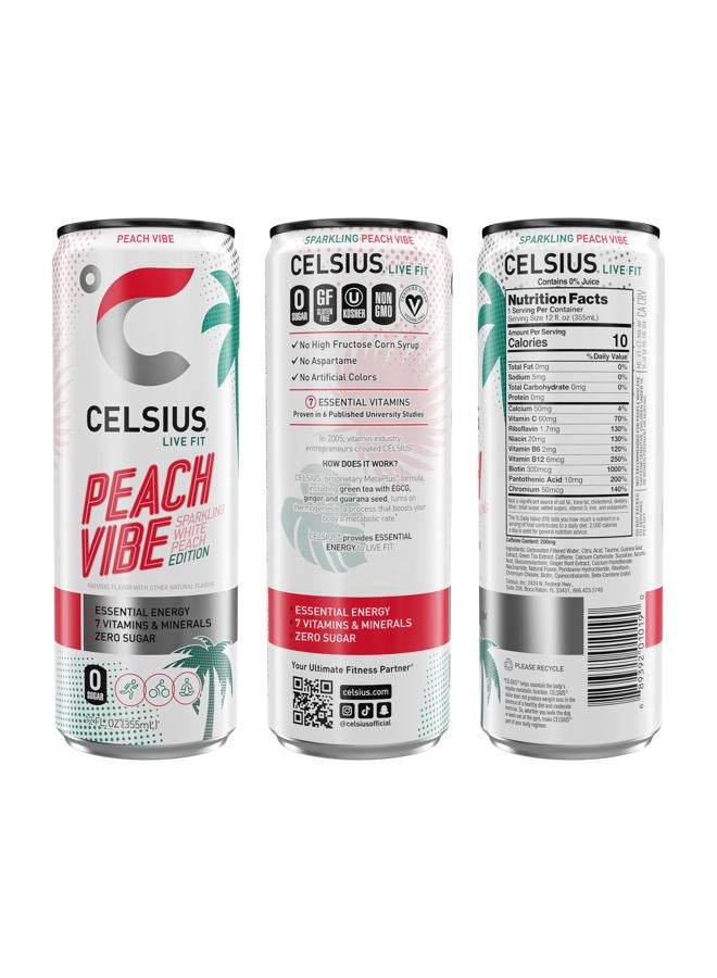 CELSIUS مشروب الطاقة الأساسي الفوار بنكهة الخوخ، 12 أونصة سائلة (عبوة من 12) - Image 2