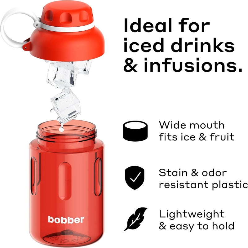 BOBBER 20 oz Tritan Water Bottle with Fruit Infuser - BPA Free Plastic Bottle with Leak-Proof Lid, Dishwasher Safe, Great for Gym & Outdoor (Cayenne Red) - Image 2