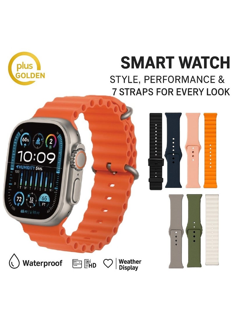Smart Watch Ultra 7+1 AMOLED display With Health Fitness Tracker Sport Watch Supports 49MM-Orange - Image 1