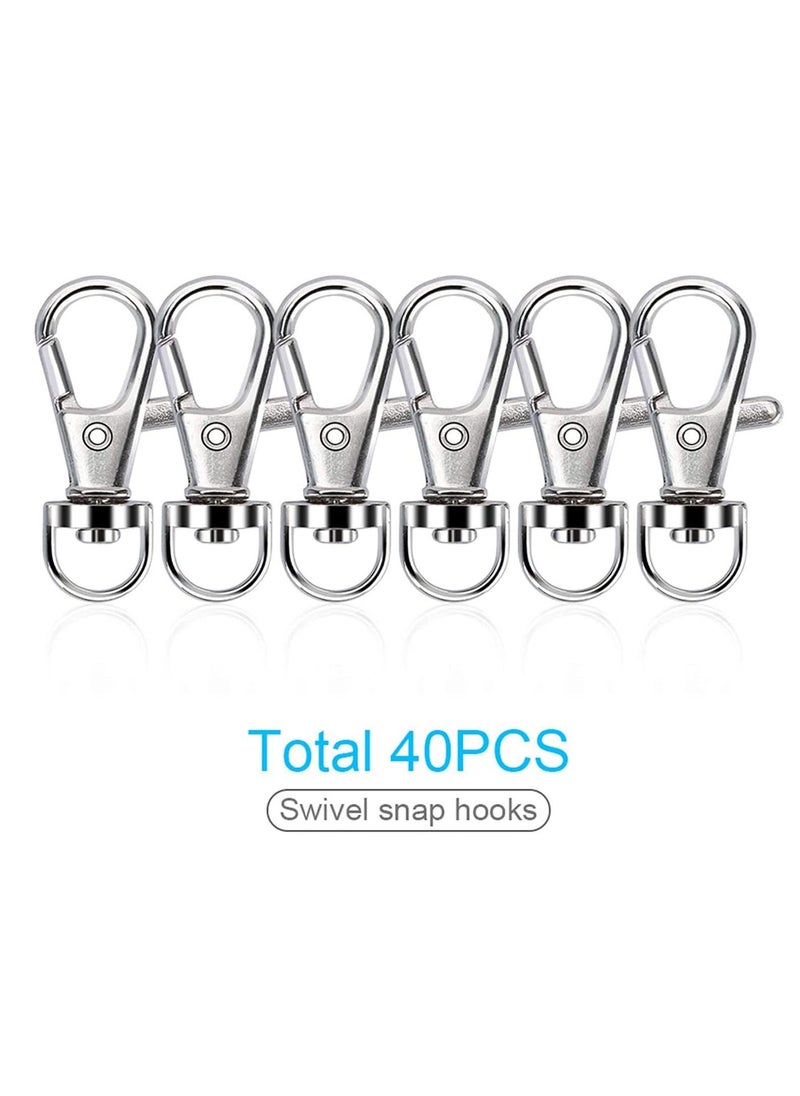 SYOSI - Key Chains Rings Kit Swivel Snap Hook with Key Chain Rings Set 40PCS Swivel Lobster Clasp, 40PCS Key Rings with Chain, 40Pcs Jump Rings and 40Pcs Screw Eye Pins for Keychain Lanyard - Image 1