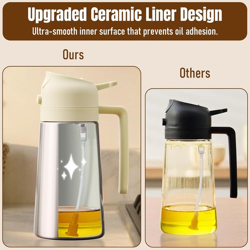 PARACITY Oil Dispenser Bottle with Stainless Steel Shell & Ceramic Sprayed Interior, 2 in 1 Olive Oil Sprayer and Dispenser, Oil Spray Bottle for Cooking, Kitchen, BBQ, Air Fryer, Salad, Baking(White) - Image 3