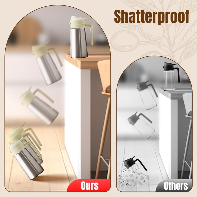 PARACITY Oil Dispenser Bottle with Stainless Steel Shell & Ceramic Sprayed Interior, 2 in 1 Olive Oil Sprayer and Dispenser, Oil Spray Bottle for Cooking, Kitchen, BBQ, Air Fryer, Salad, Baking(White) - Image 4