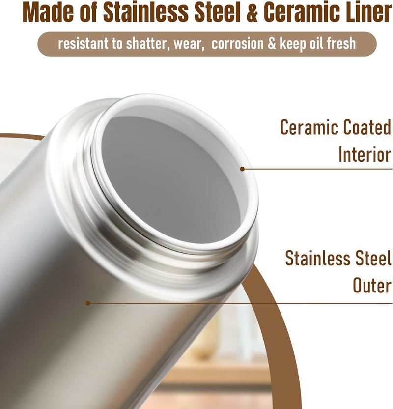 PARACITY Oil Dispenser Bottle with Stainless Steel Shell & Ceramic Sprayed Interior, 2 in 1 Olive Oil Sprayer and Dispenser, Oil Spray Bottle for Cooking, Kitchen, BBQ, Air Fryer, Salad, Baking(White) - Image 2