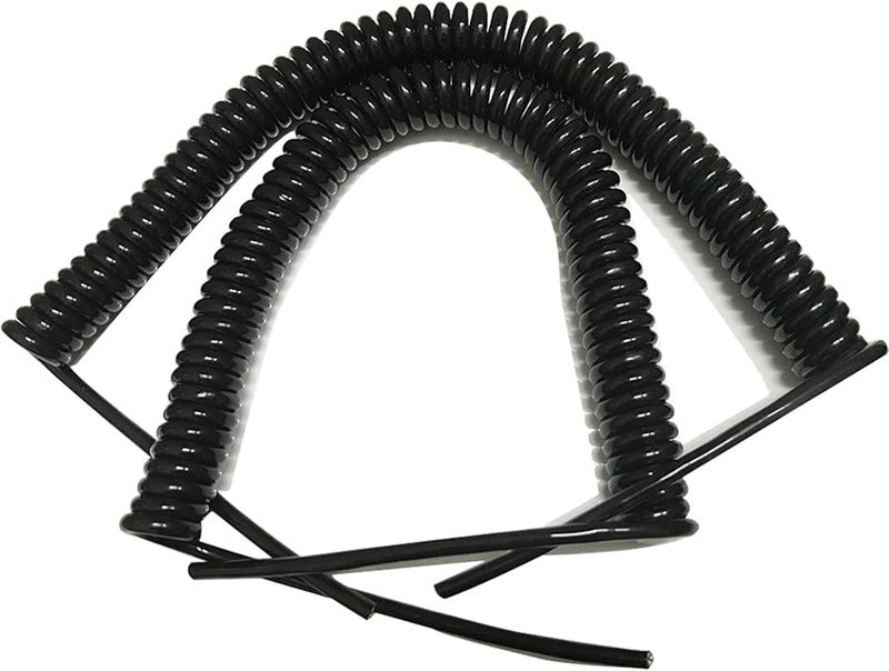 6 نواة 0.5 مم² كابل طاقة تلسكوبي حلزوني أسلاك نحاسية سوداء زنبركية قابلة للتمديد 1.25 متر - Image 3