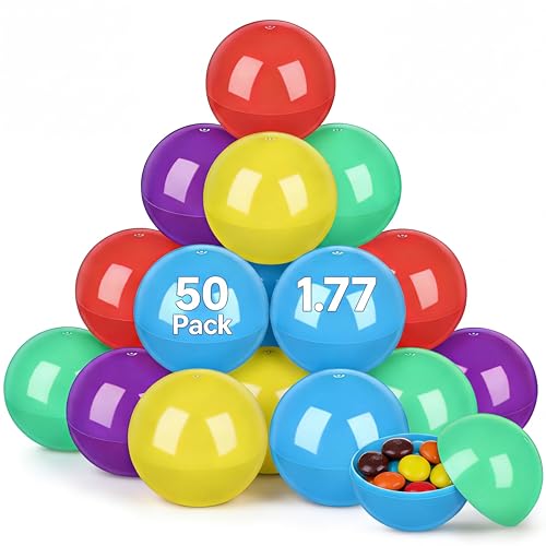 Amosfun 50 Pack 177 Inch Gumball Capsules Colored Balls for Toys Party Favors Classroom Rewards Kids Surprise Prizes Easter Egg Hunt Supplies - Image 1