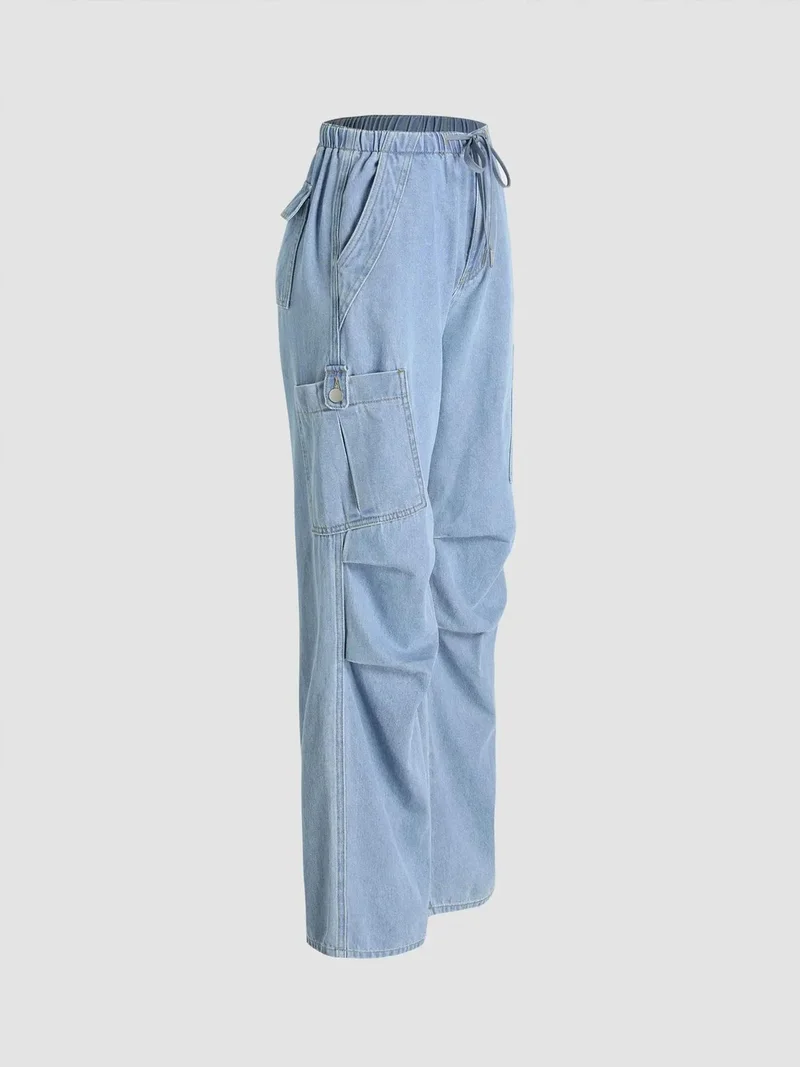 زوبعة جينز كارغو بخصر مطاطي