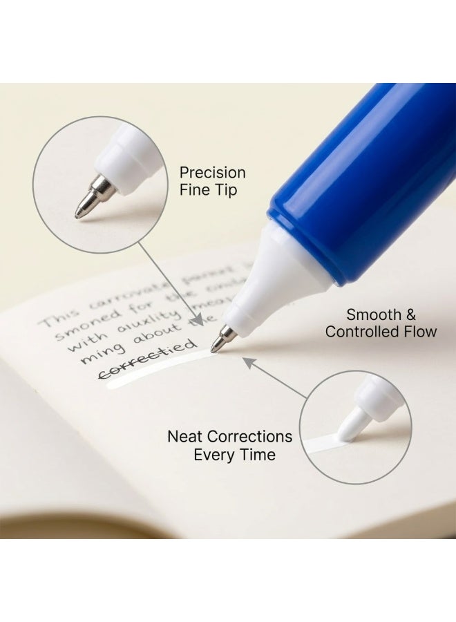 Lukadah Set of Correction Pen, Quick Dry White Correction Fluid Pens, Fine Tip Metal Nib Correction Liquid, Smooth Writing Eraser Pen, Leak Proof Correction Bottle for School Office Supplies, Students, Kids, Teachers, Fast Dry Correction Pens for Notebook Paper Documents Stationery - Image 3