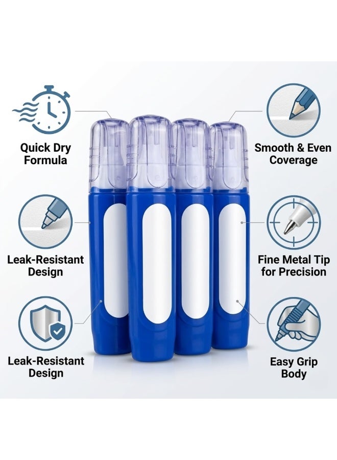 Lukadah Set of Correction Pen, Quick Dry White Correction Fluid Pens, Fine Tip Metal Nib Correction Liquid, Smooth Writing Eraser Pen, Leak Proof Correction Bottle for School Office Supplies, Students, Kids, Teachers, Fast Dry Correction Pens for Notebook Paper Documents Stationery - Image 4