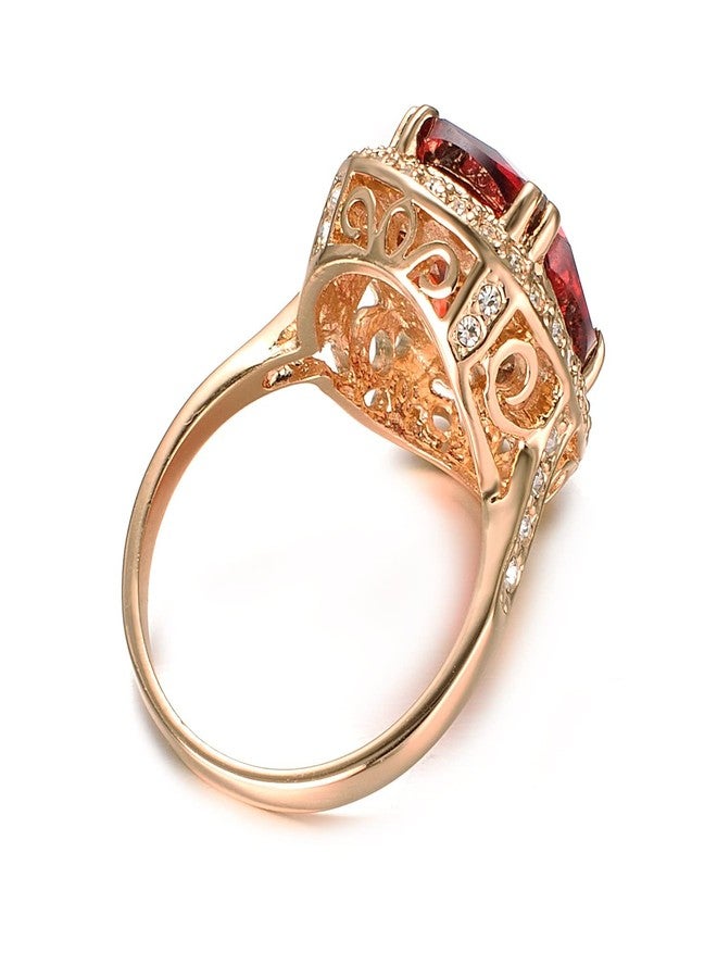 Yoursfs Red Cubic Zirconia Womens Large Statement Rings Big Fake Ruby Ring 18K Rose Gold Plated Costume Jewelry - Image 5