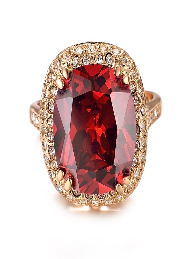 Yoursfs Red Cubic Zirconia Womens Large Statement Rings Big Fake Ruby Ring 18K Rose Gold Plated Costume Jewelry - Image 3