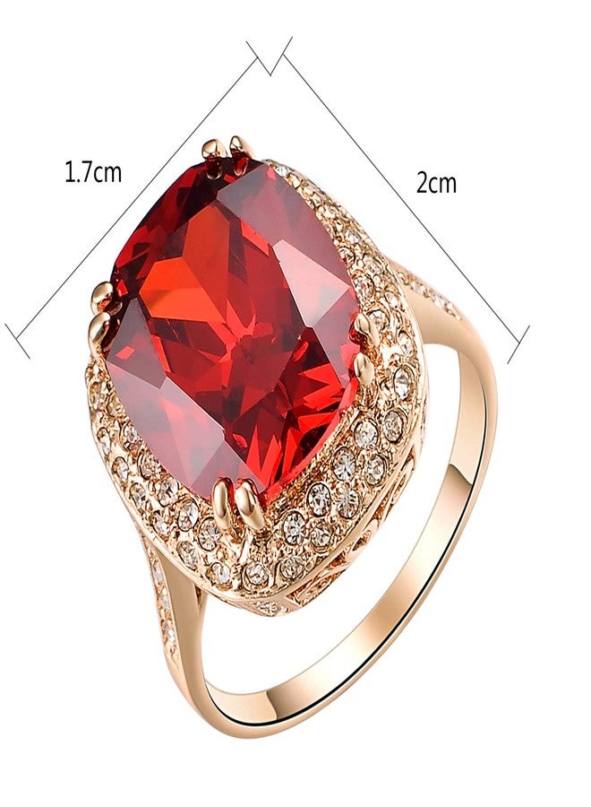 Yoursfs Red Cubic Zirconia Womens Large Statement Rings Big Fake Ruby Ring 18K Rose Gold Plated Costume Jewelry - Image 2