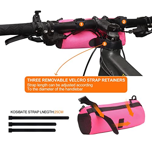 ‎KOSIBATE KOSIBATE Bike Handlebar Bag - Bicycle Front Bag with Shoulder Strap, Mountain & Road Bike Accessory, Pink - Image 4