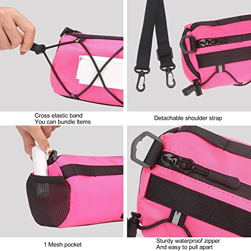 ‎KOSIBATE KOSIBATE Bike Handlebar Bag - Bicycle Front Bag with Shoulder Strap, Mountain & Road Bike Accessory, Pink - Image 3