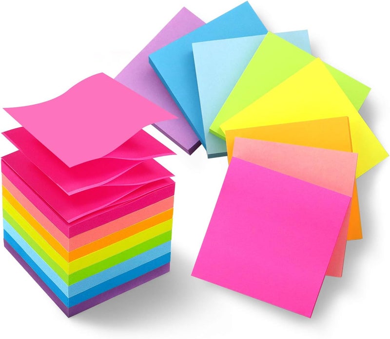 Phthdoty 8 Pads Pop Up Sticky Notes 3x3 Refills Bright Colors Self-Stick Notes Pads Super Adhesive Sticky Notes Great Value Pack - Image 1