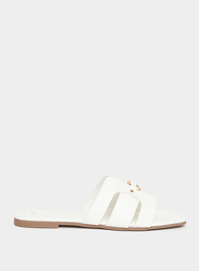 Styli Buckle Embellished Open Toe Flat Sandals - Image 2