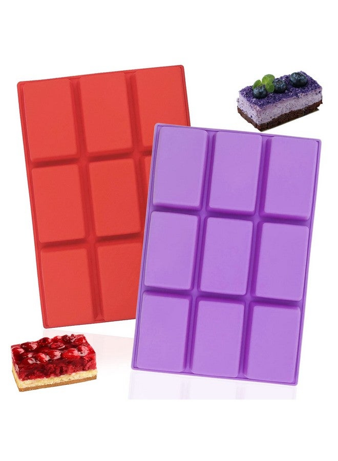 lyfLux Silicone Mini Loaf pan-(2 pcs) 9 Cavities Silicone Bread Baking Mold, Silicone Mini Cuboid Bread Plate, Suitable for Ice, Biscuits, Cakes, Jelly, Candy, Chocolate and So On.(Red and Purple) - Image 1