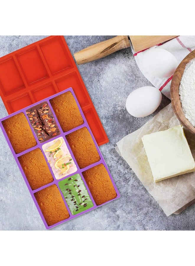 lyfLux Silicone Mini Loaf pan-(2 pcs) 9 Cavities Silicone Bread Baking Mold, Silicone Mini Cuboid Bread Plate, Suitable for Ice, Biscuits, Cakes, Jelly, Candy, Chocolate and So On.(Red and Purple) - Image 2