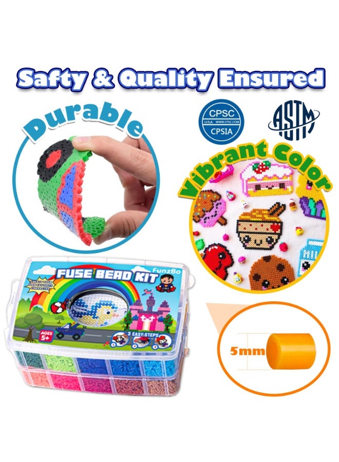 FUNZBO 23000 5mm Fuse Beads Kit - 22 Colors | 106 Patterns, School Arts and Crafts Supplies for Kids, Toys Set, Art Decorations for Room, Birthday Gifts for Girls and Boys Age 5+ - Image 5