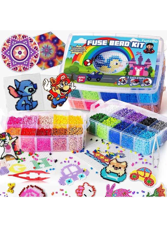 FUNZBO 23000 5mm Fuse Beads Kit - 22 Colors | 106 Patterns, School Arts and Crafts Supplies for Kids, Toys Set, Art Decorations for Room, Birthday Gifts for Girls and Boys Age 5+ - Image 1