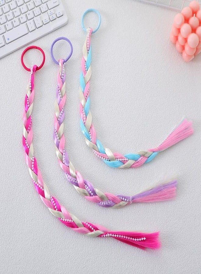 GLIMM Kids Hair Accessories for Girls Rainbow Braids Extensions Color Twist Braids Hair Extensions with Rubber Bands Synthetic Braiding Ponytail for Crazy Hair Day Accessories - 6 pc, Multi. - Image 5