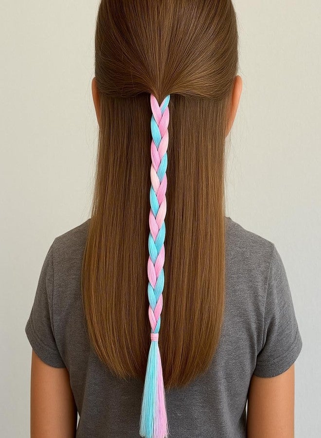 GLIMM Kids Hair Accessories for Girls Rainbow Braids Extensions Color Twist Braids Hair Extensions with Rubber Bands Synthetic Braiding Ponytail for Crazy Hair Day Accessories - 6 pc, Multi. - Image 4