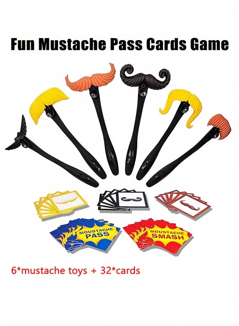 Moustaches Match Game, Moustache Smash, Funny Mustache Pass Cards Game, Children Family Game, with 6 Moustaches - Image 1