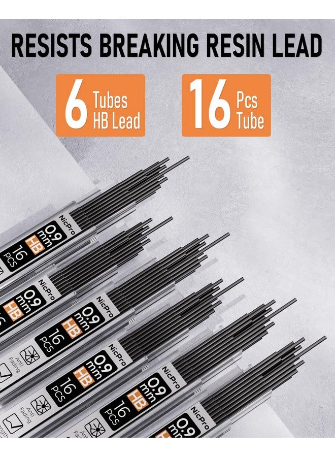 نيكبرو مجموعة أقلام رصاص ميكانيكية 0.9 مم مع علبة 3 قطع أقلام رصاص ميكانيكية معدنية مع 6 أنابيب Hb 2 عبوة رصاص 3 ممحاة 9 ممحاة عبوات قلم رصاص ميكانيكي فني 0.9 للفنانين الذين يكتبون رسم رسم - Image 4