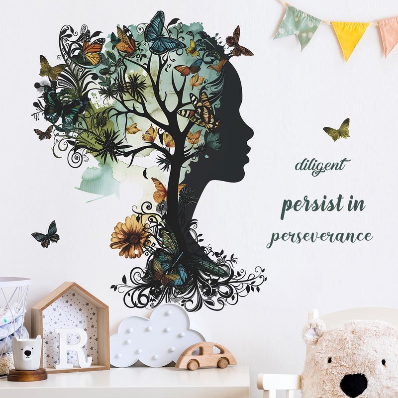 Buiory Removable Inspirational Wall Decals Peel and Stick Wall Stickers Art Positive Sayings Sticker DIY Giant Tree Butterfly Wall Decor for Women Girls Bedroom Living Room Sofa Background Decoration - Image 1